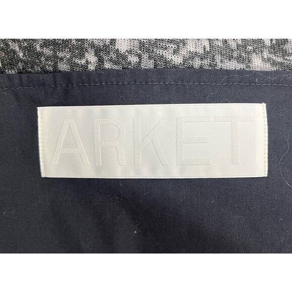 ARKET High-Neck Pile Jacket Black White Melange Scandinavian Cozycore Sz Medium - Picture 8 of 11